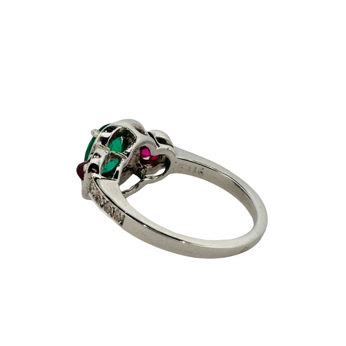 White gold, emerald, ruby and diamond ring - Image 10