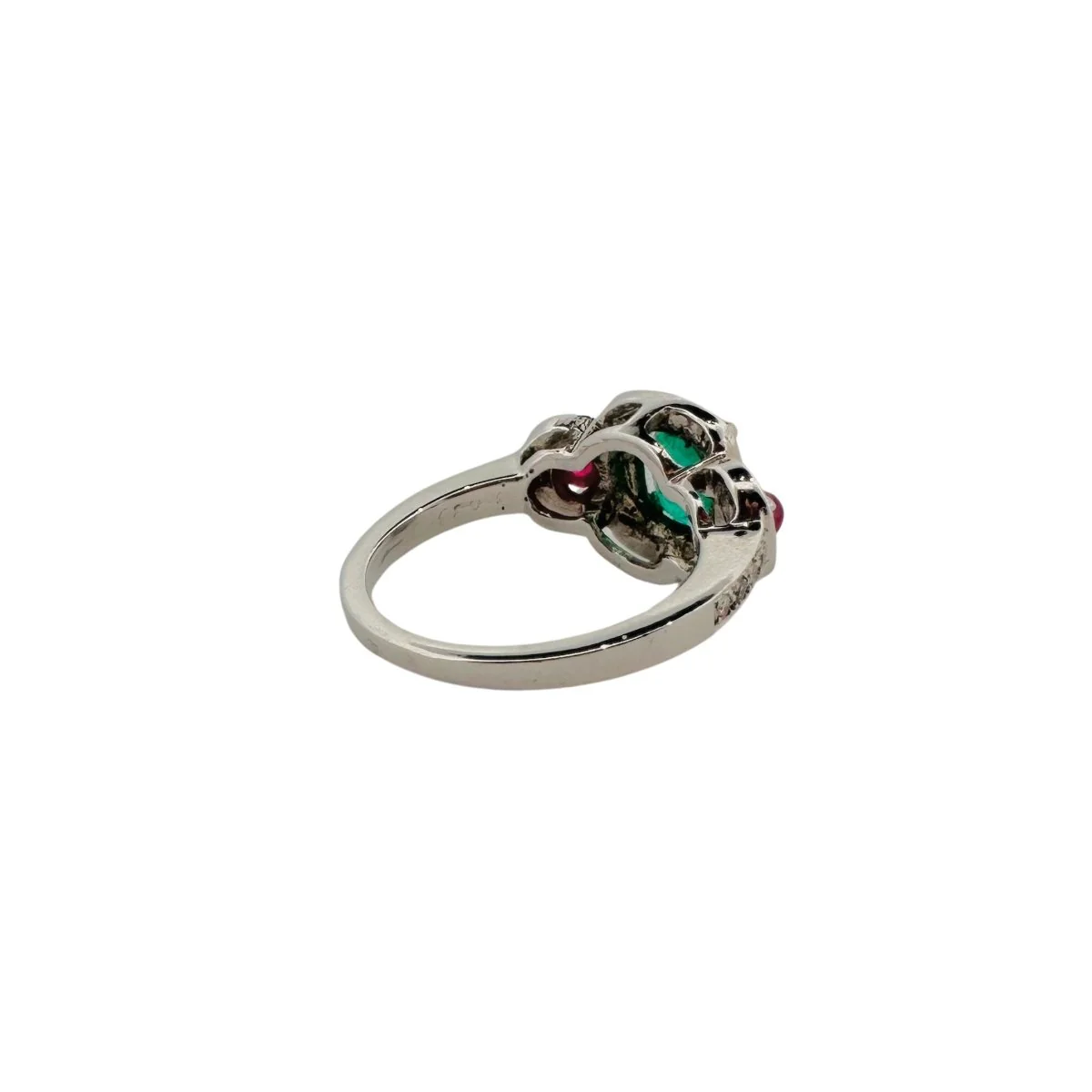 White gold, emerald, ruby and diamond ring - Image 5