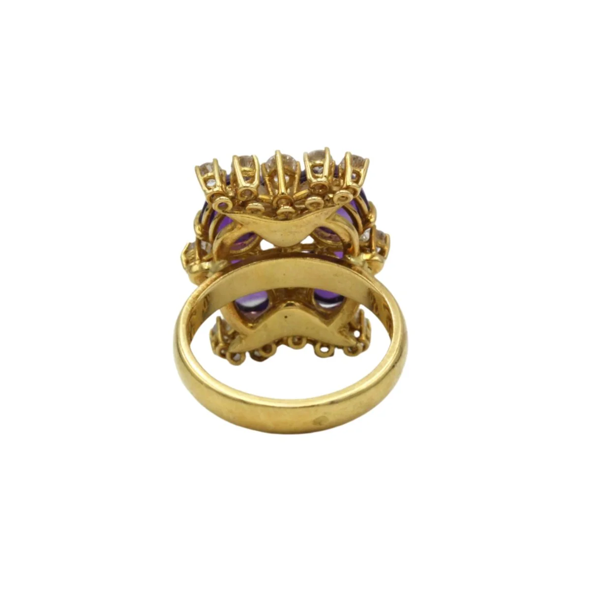 Ring at yellow gold, amethysts and diamonds - Image 4