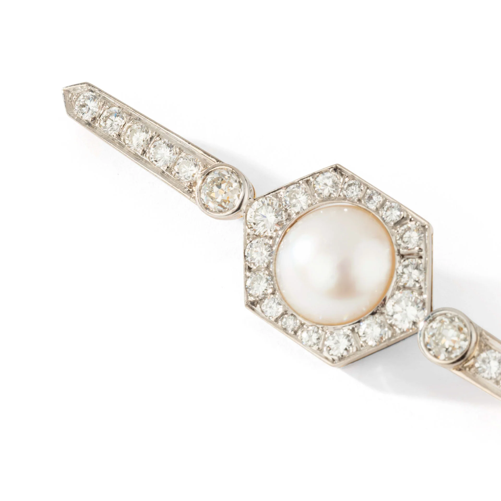 Pearl and diamond barrette brooch - Image 3