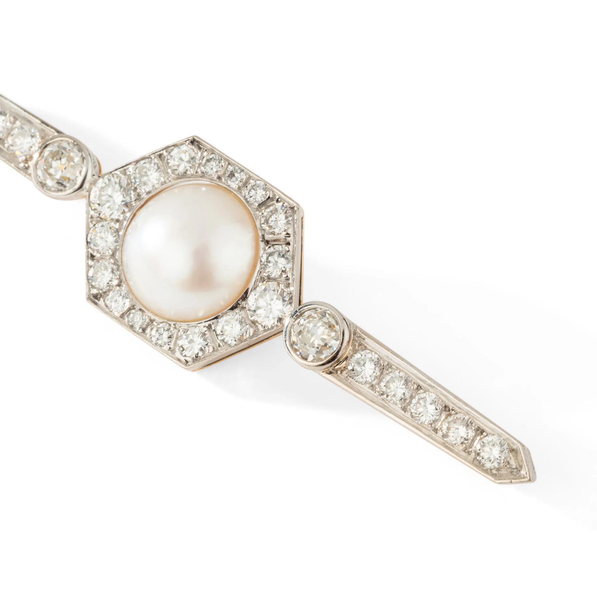 Pearl and diamond barrette brooch - Image 4