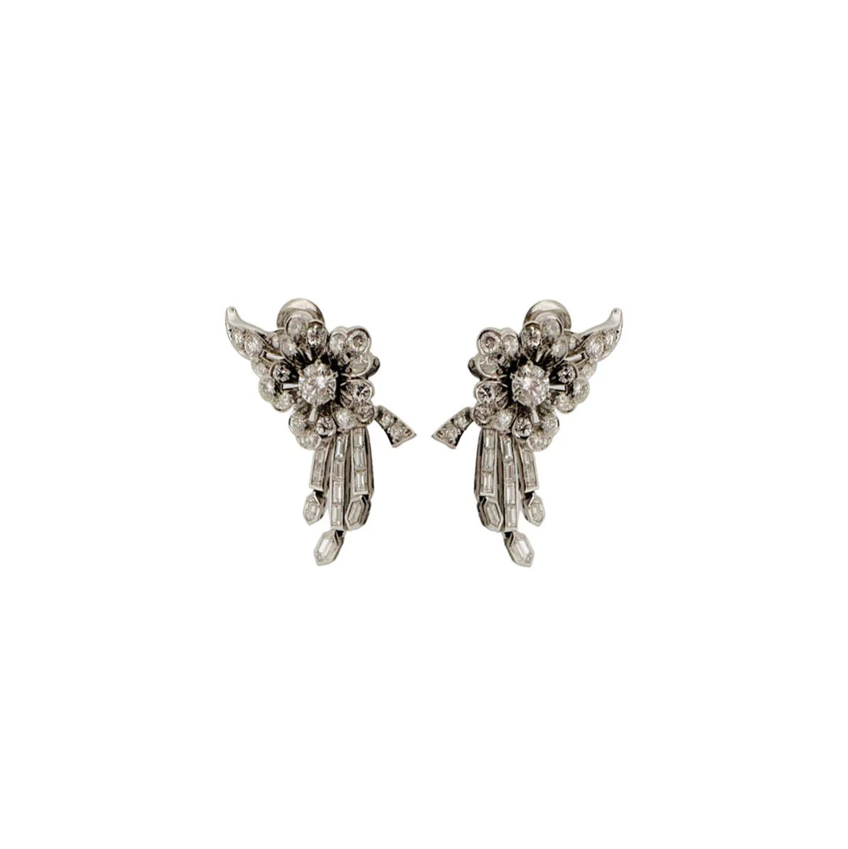 Platinum and diamond earrings - Image 2