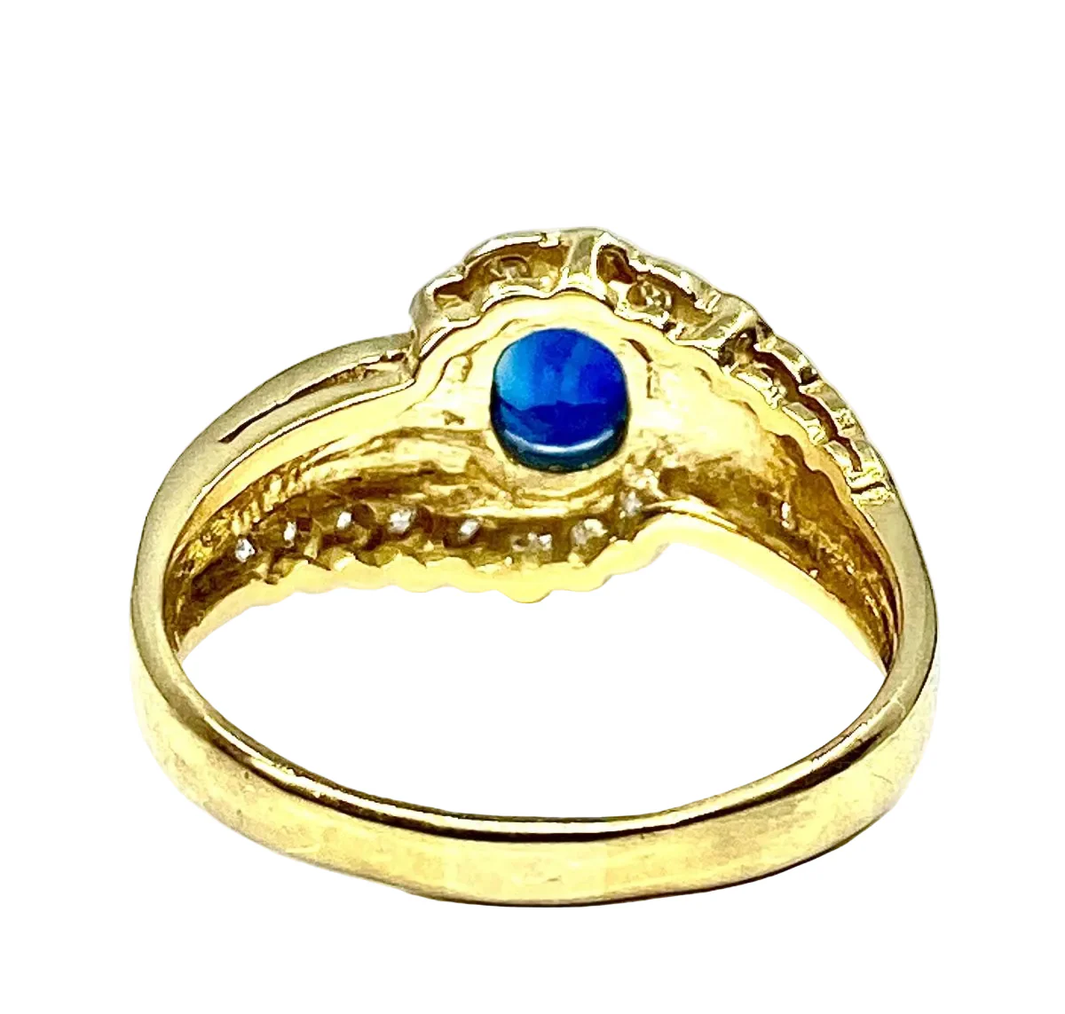 18k yellow gold sapphire and diamond ring - Image 5