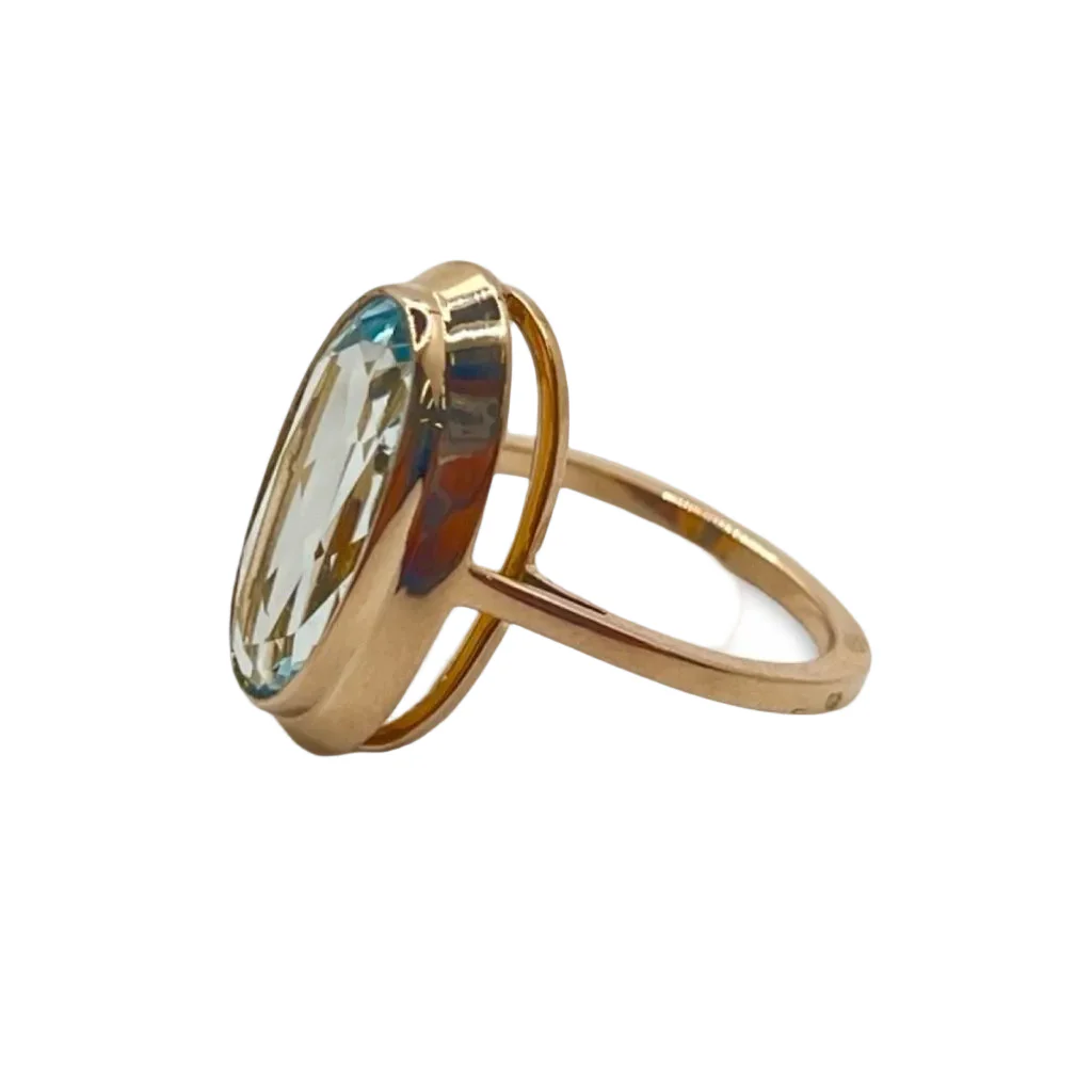 Ring in rose gold and aquamarine - Image 3