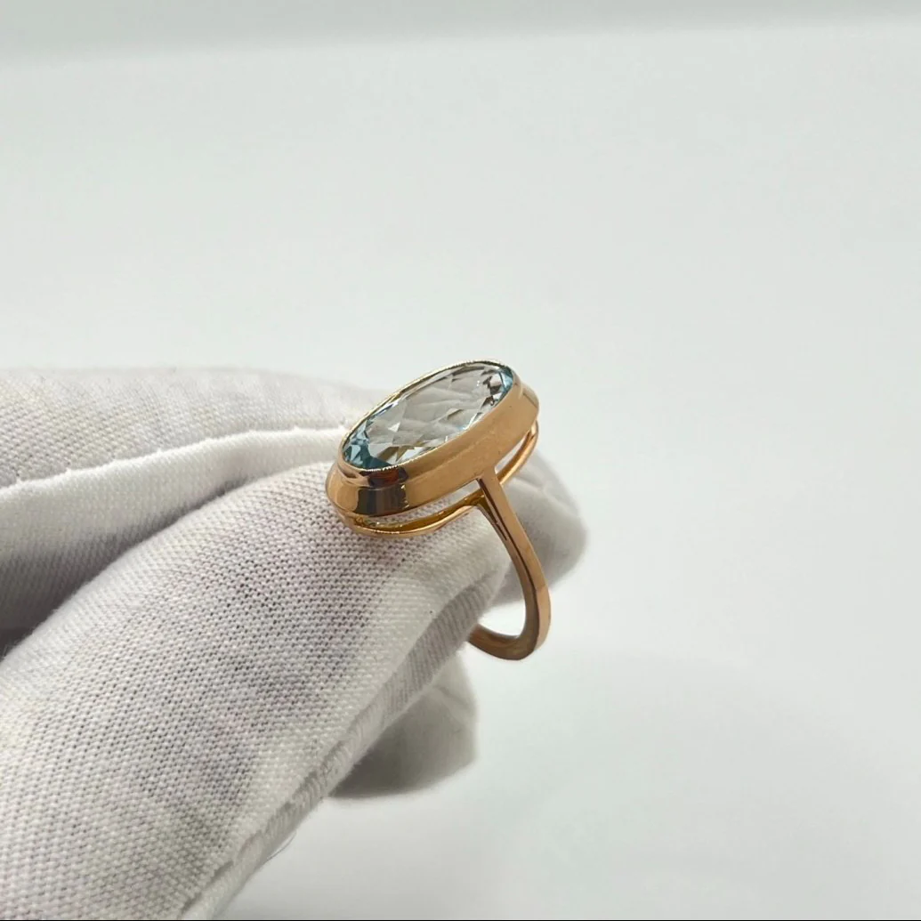Ring in rose gold and aquamarine - Image 5