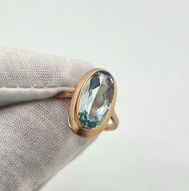 Ring in rose gold and aquamarine - Image 6