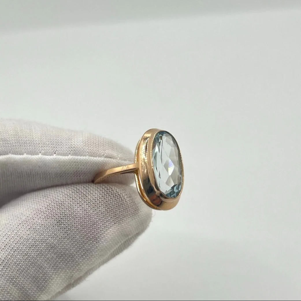 Ring in rose gold and aquamarine - Image 7