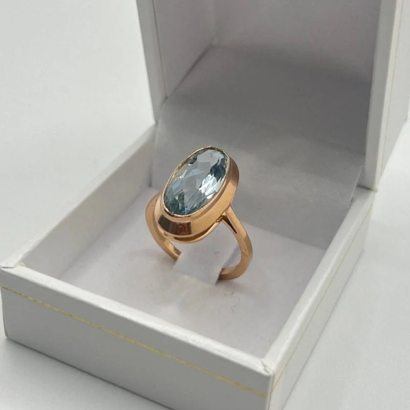 Ring in rose gold and aquamarine - Image 8