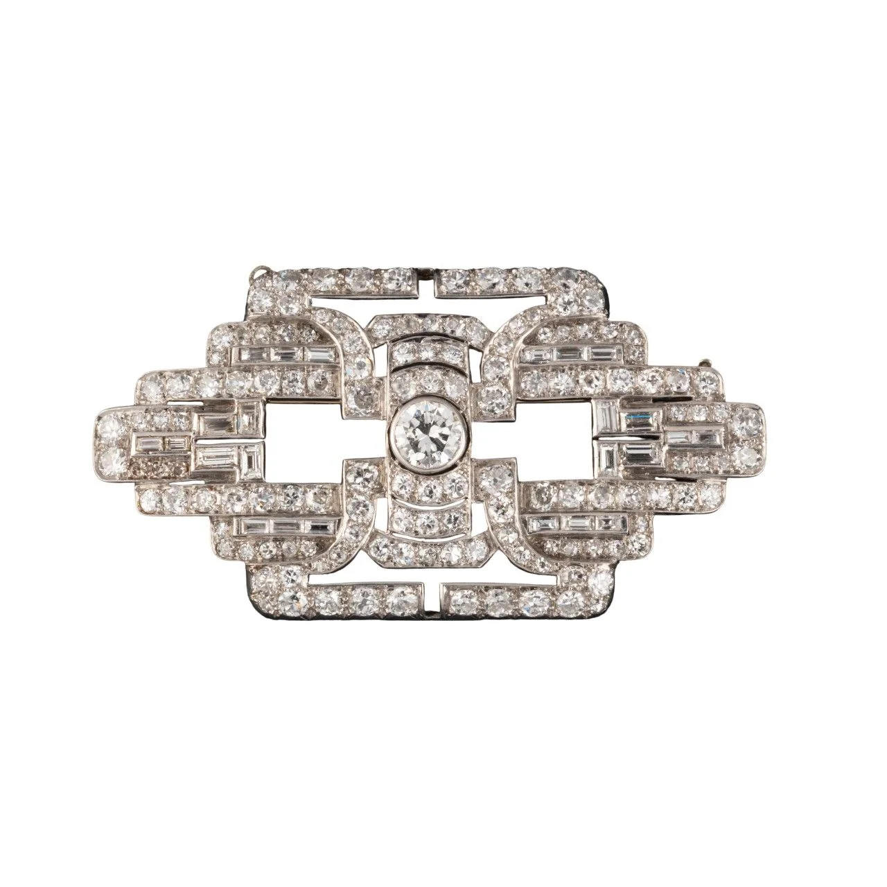 Brooch Art Deco in diamonds and paltinium - Image 2