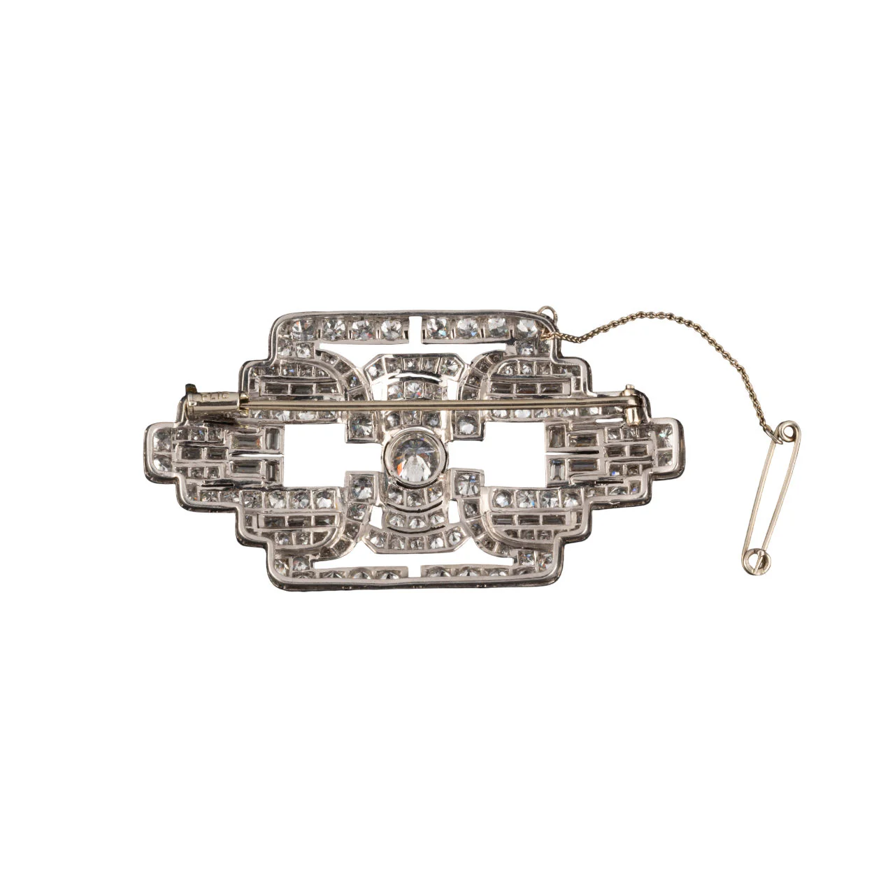 Brooch Art Deco in diamonds and paltinium - Image 3