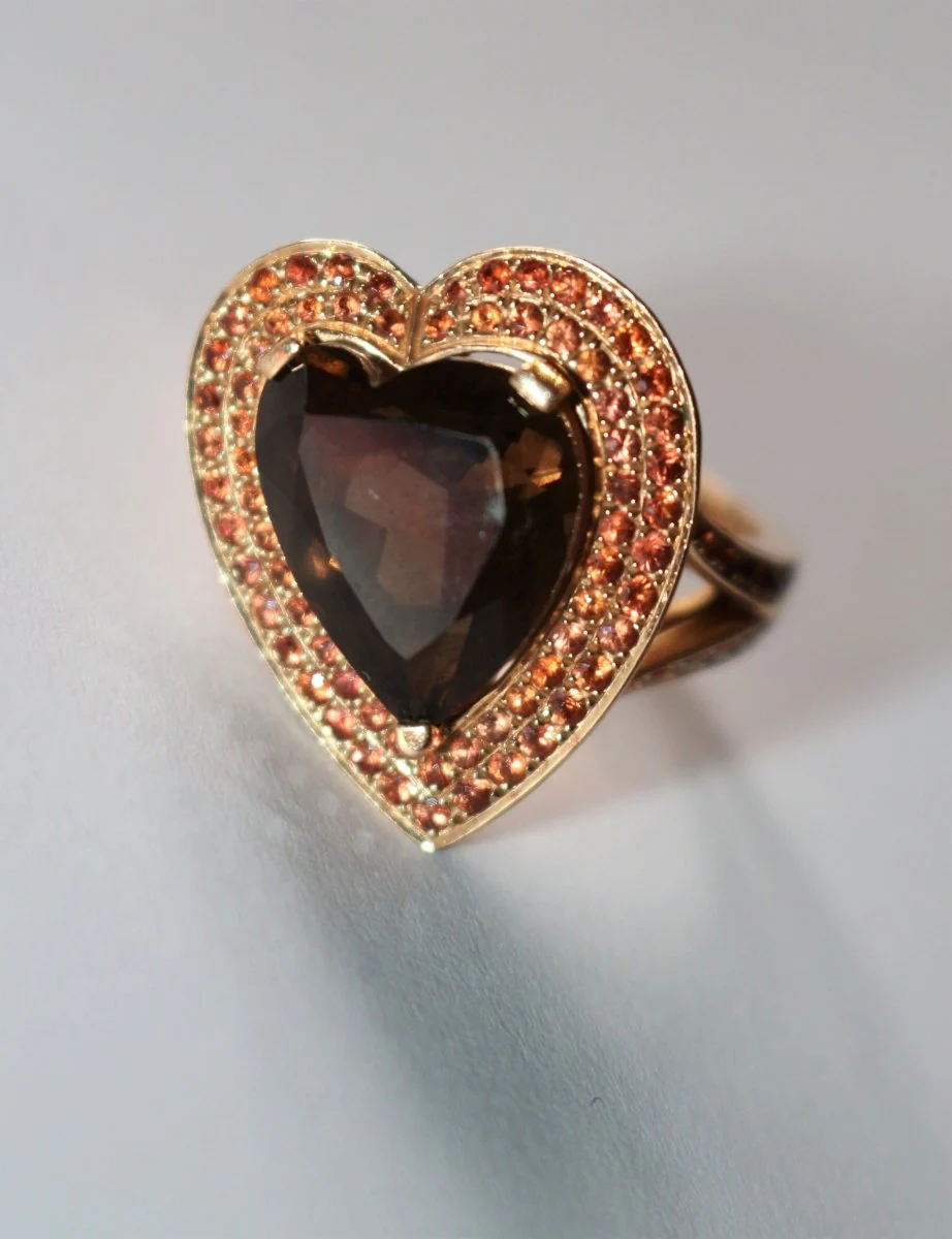 MAUBOUSSIN ring “Subtile Raison” smoky quartz, peach sapphires, Madeira citrines - Image 4