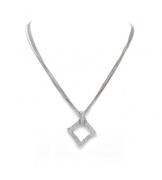 Pavé diamond pendant necklace in white gold