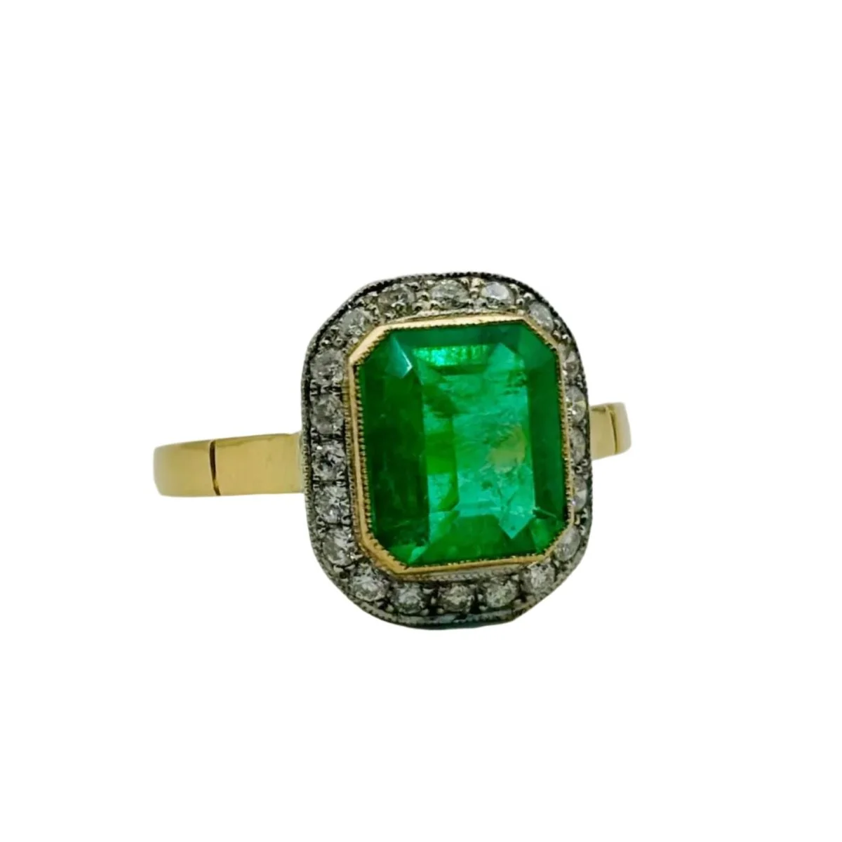 "Majestad Esmeralda" - ANILLO DE ORO Y PLATINO CON DIAMANTES - Image 5