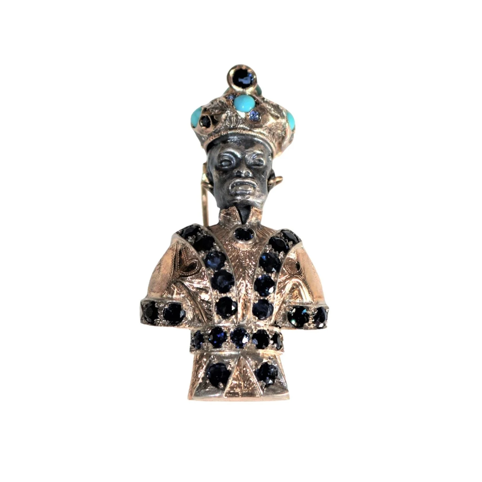 Moor's head or Moretto in yellow gold and silver
