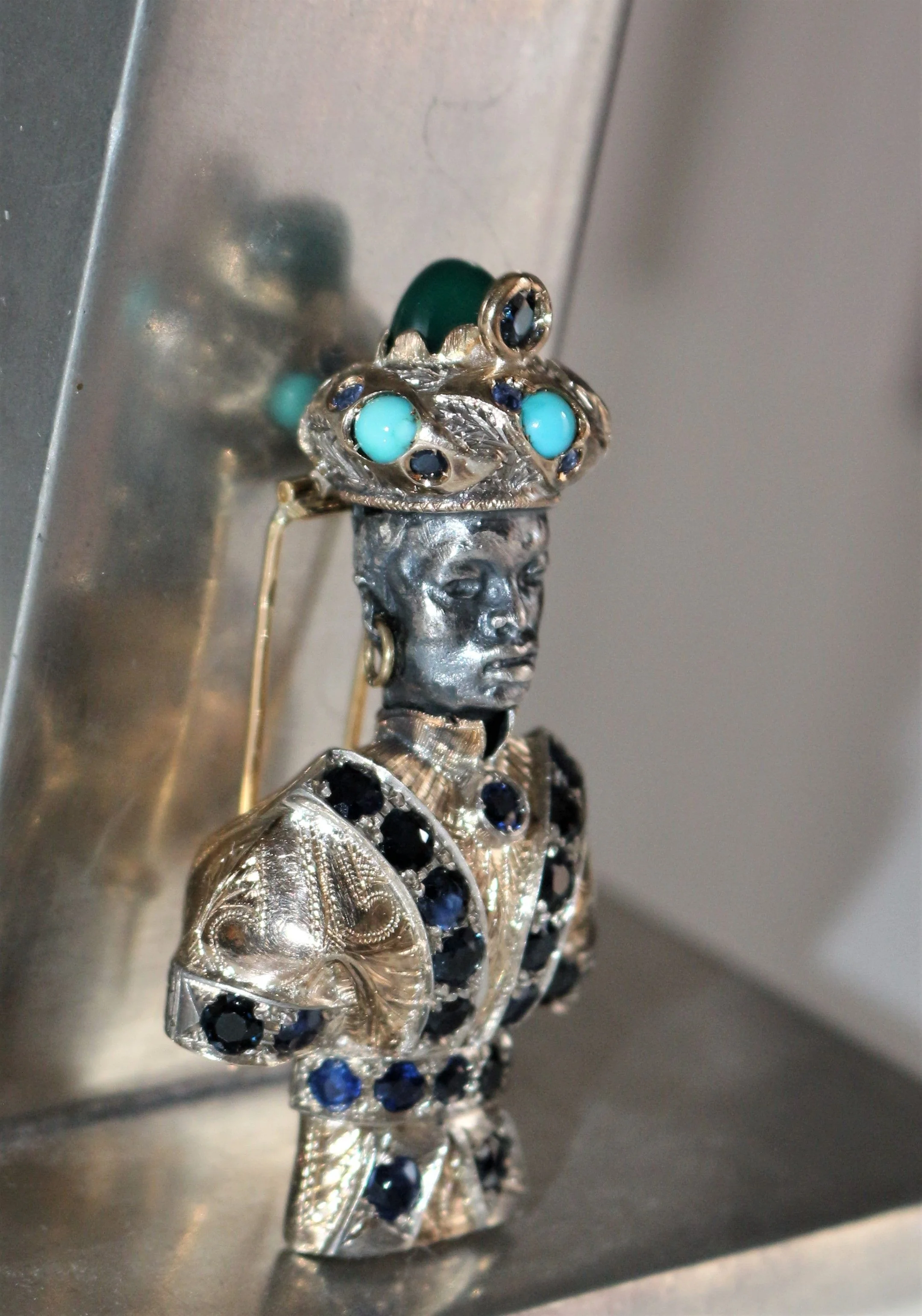 Moor's head or Moretto in yellow gold and silver - Image 3