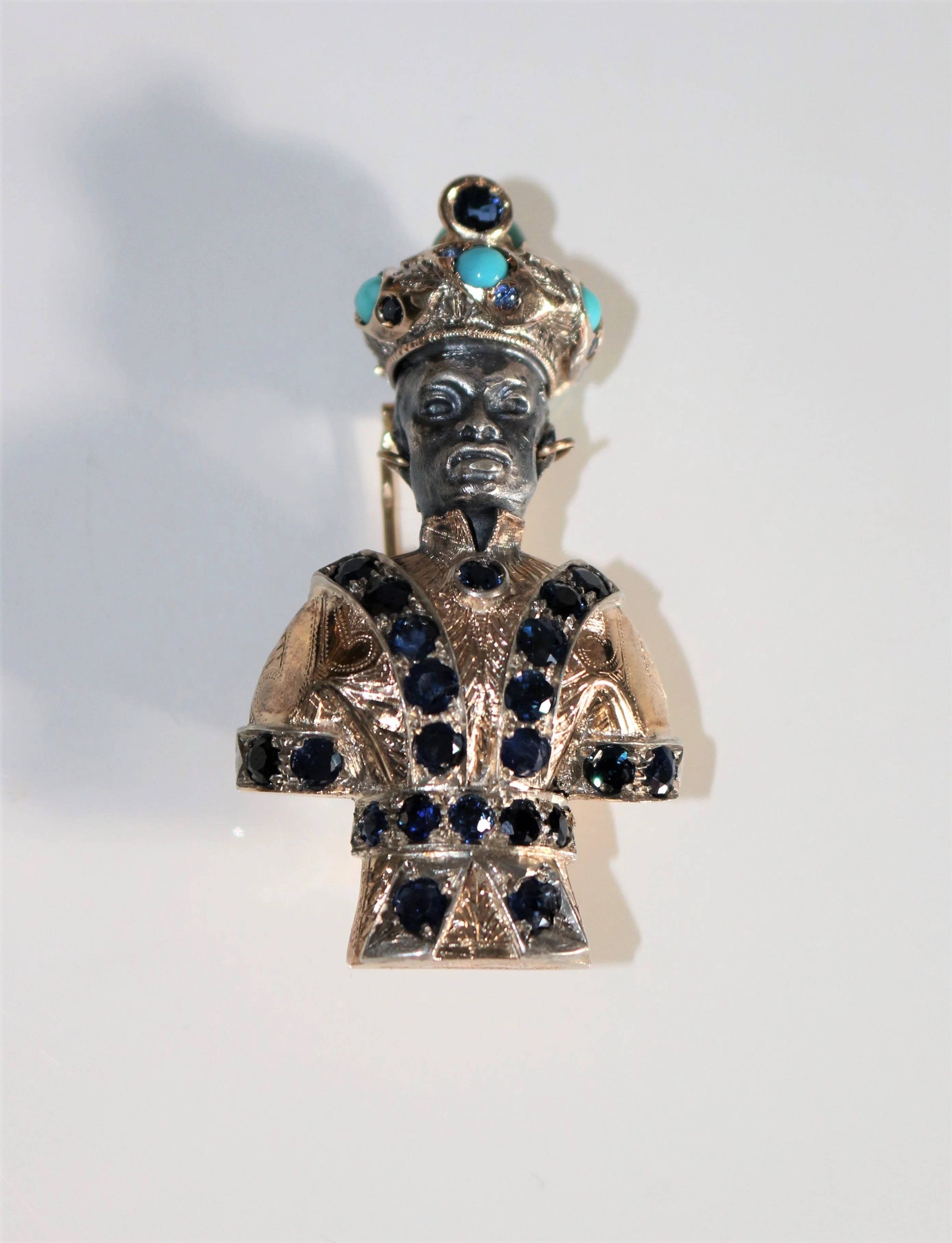 Moor's head or Moretto in yellow gold and silver - Image 5