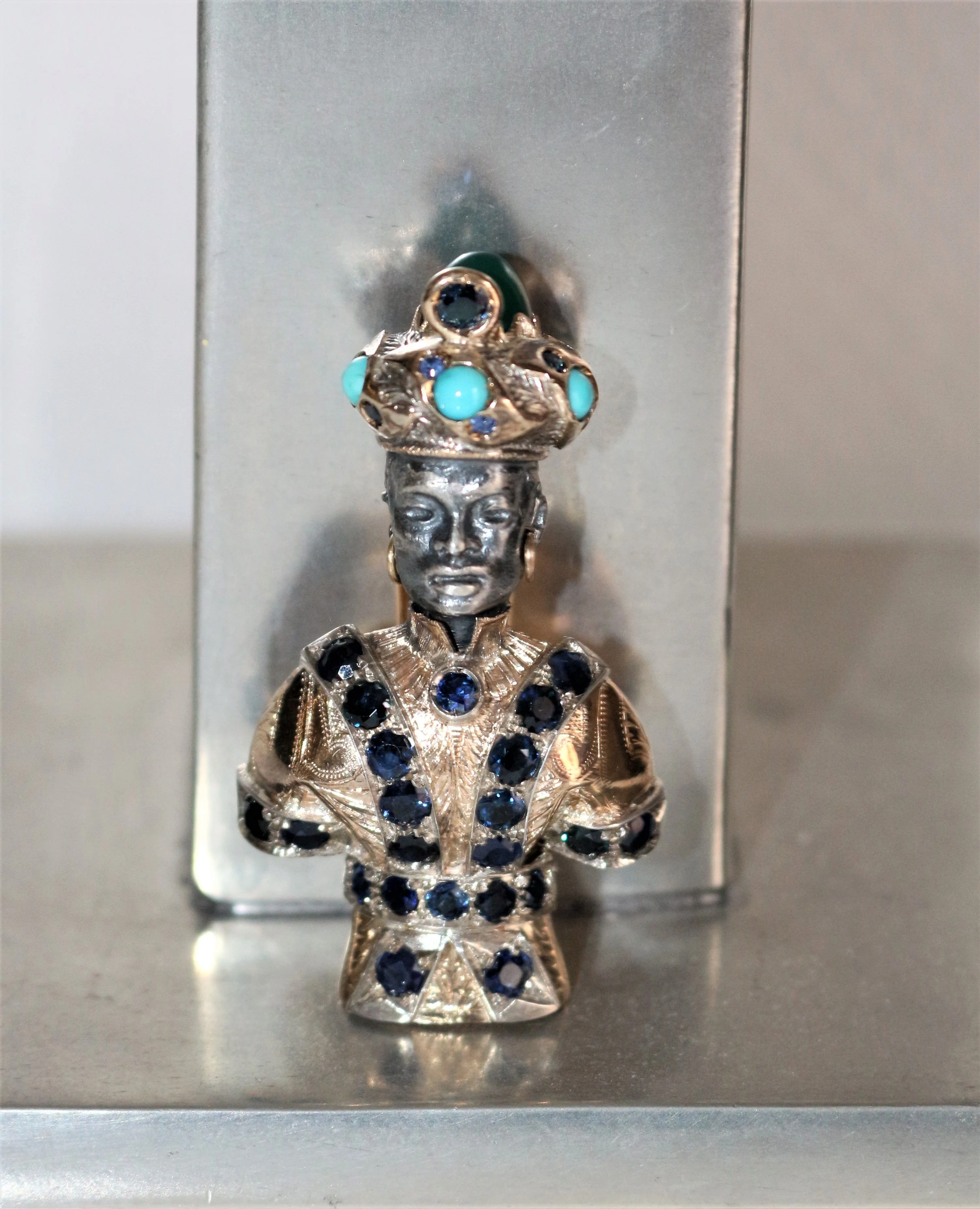 Moor's head or Moretto in yellow gold and silver - Image 8