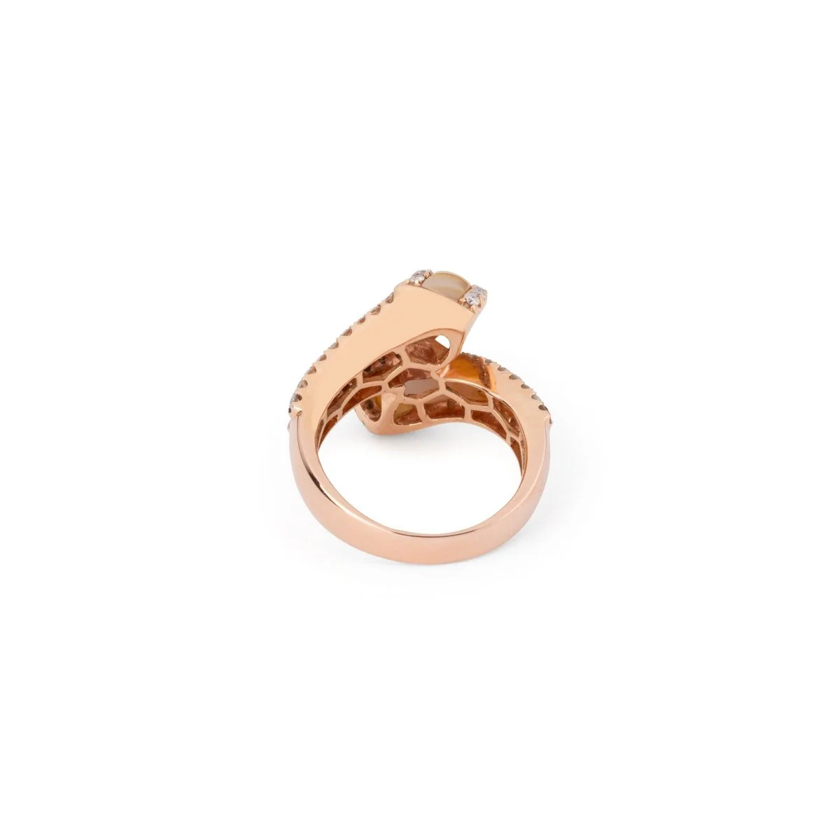 Galon ring in yellow gold, mother-of-pearl and diamonds - Image 2