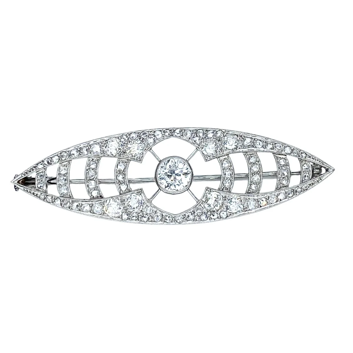 Brooch Pin in white gold, paltinium and diamonds