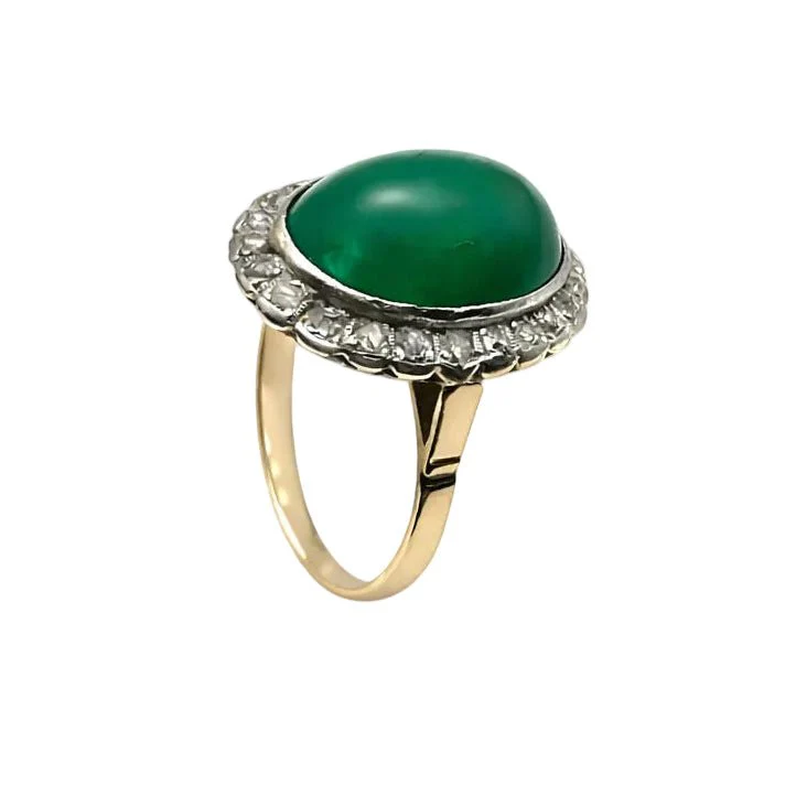 Ring Pompadour in yellow gold, white gold, jade and diamonds - Image 3