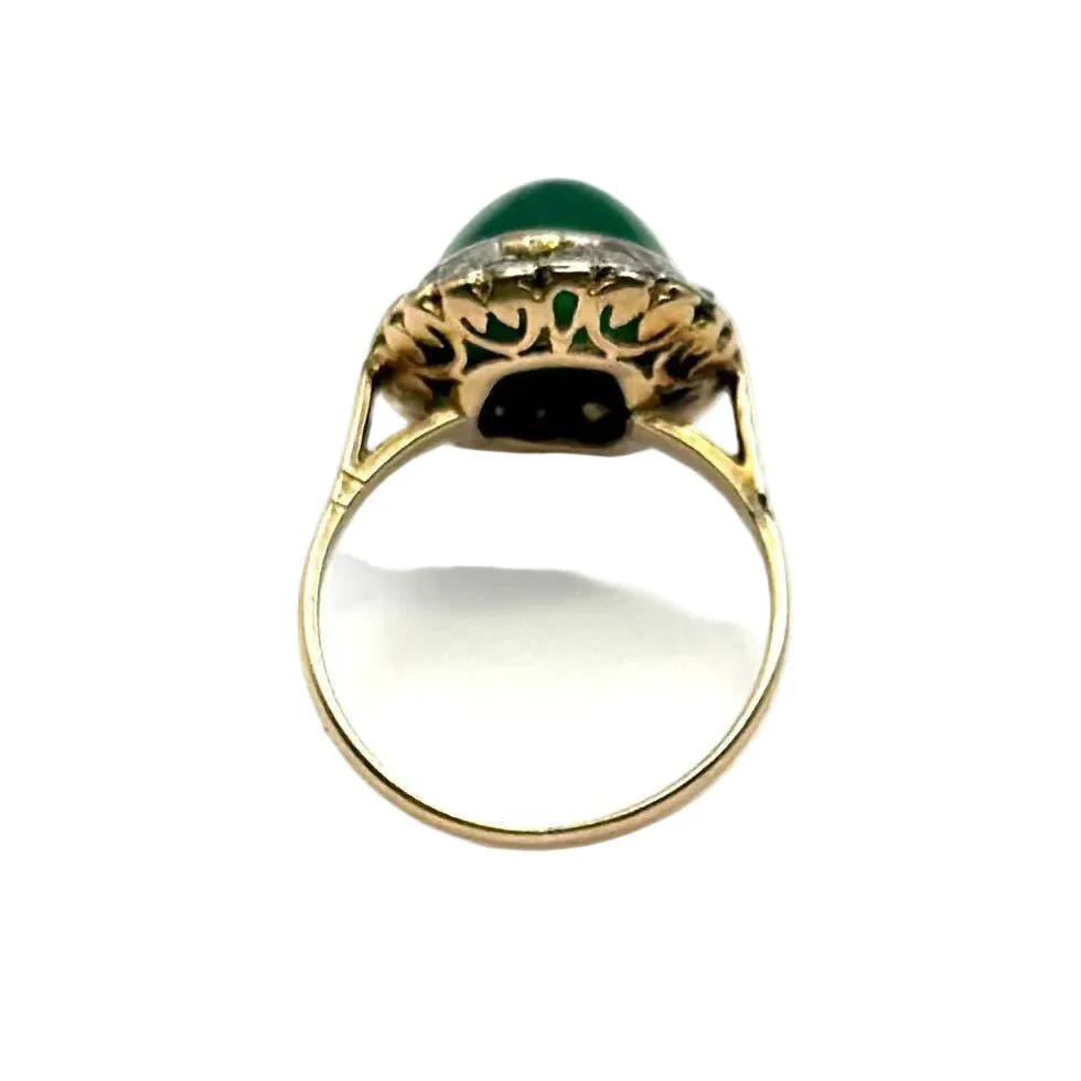 Ring Pompadour in yellow gold, white gold, jade and diamonds - Image 4