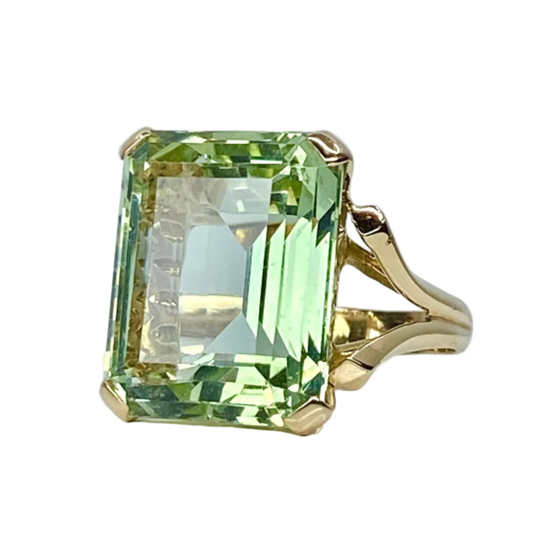 Ring in yellow gold and green beryl - Image 3