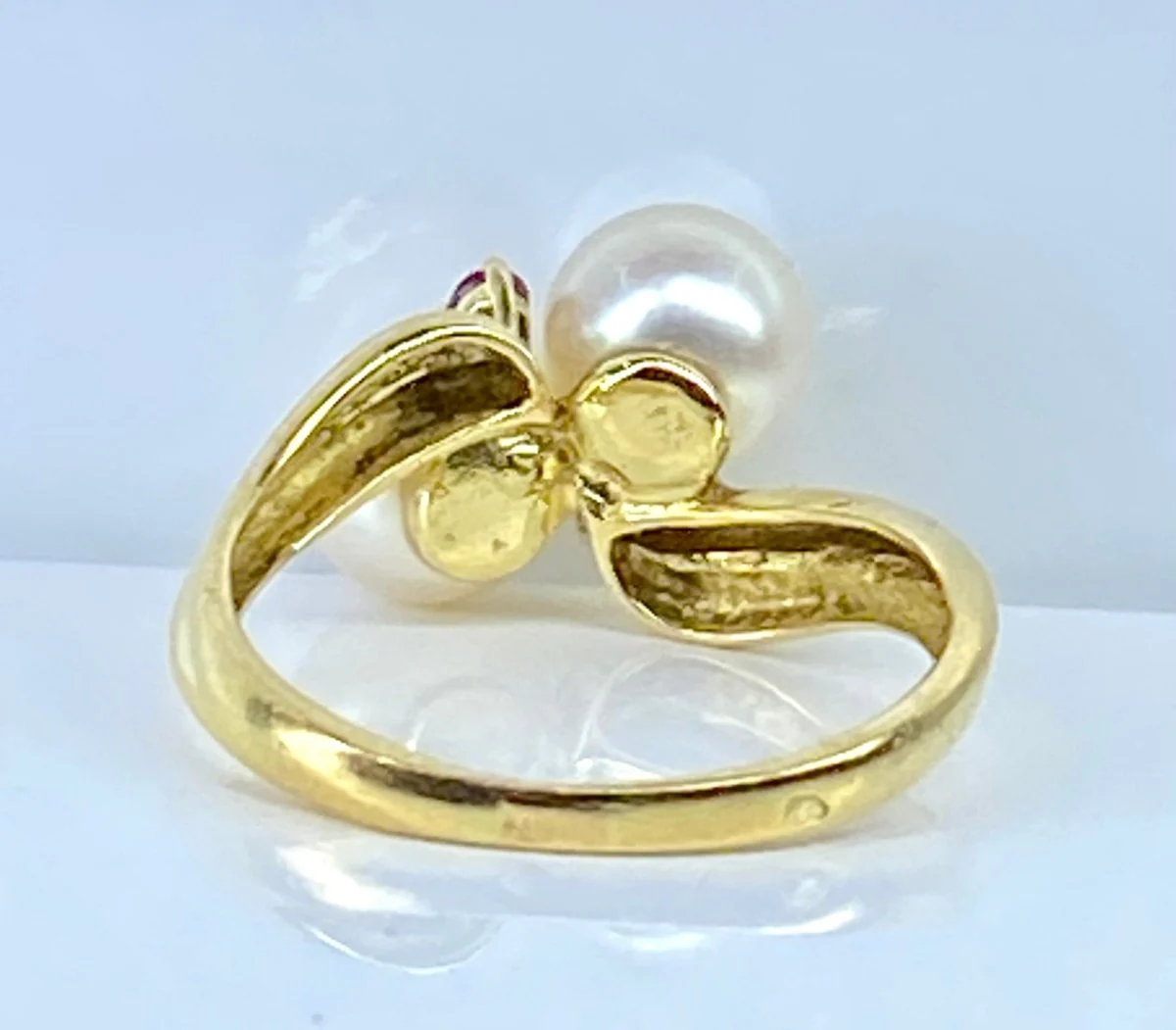 Ring in yellow gold 18 carats, pearls and rubies - Image 5