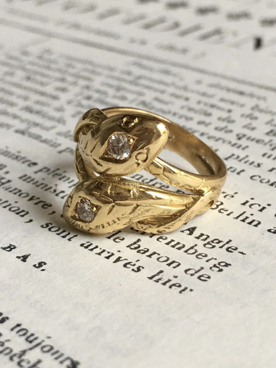 Ring antique in yellow gold 18K representing two snakes - Image 11