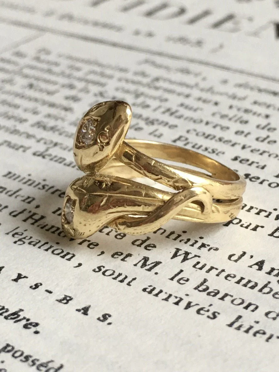 Ring antique in yellow gold 18K representing two snakes - Image 12