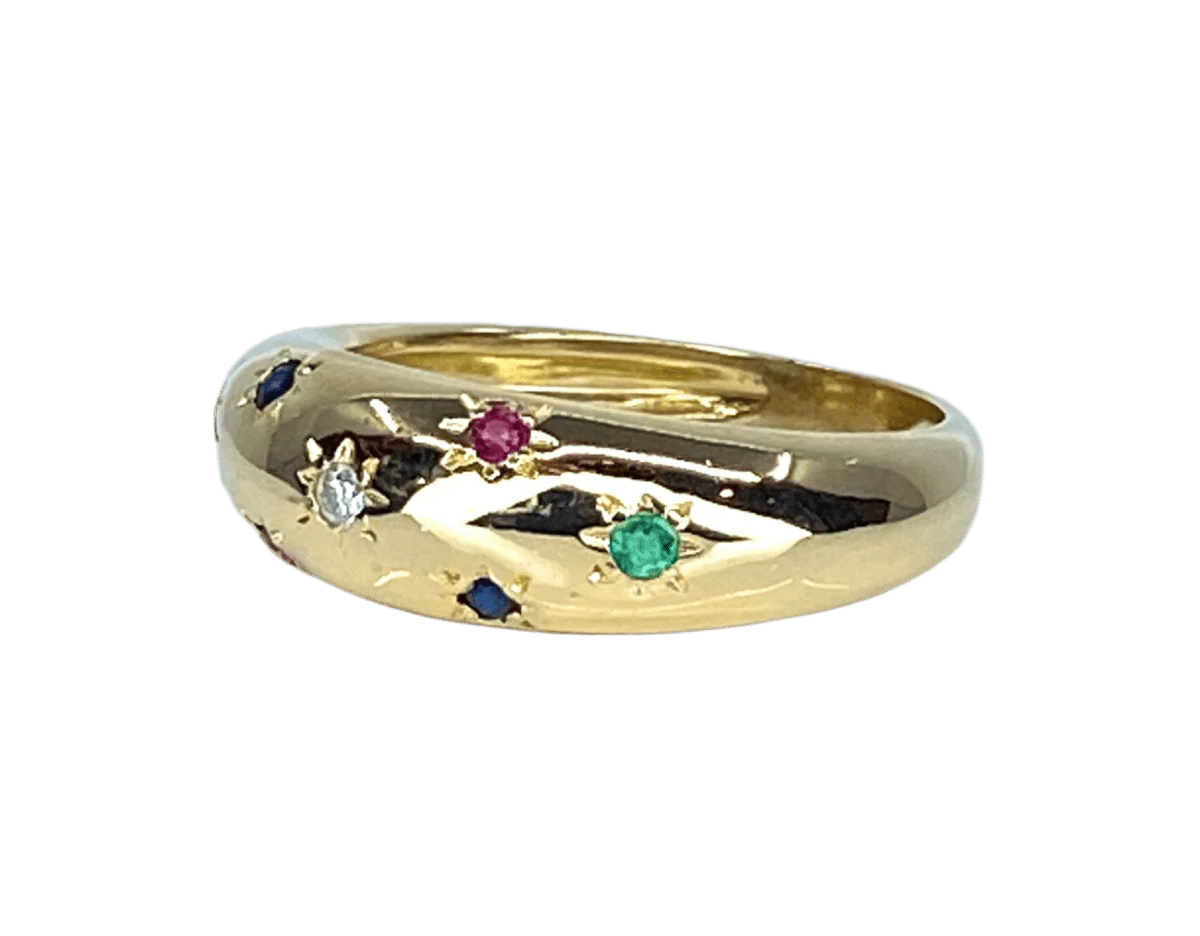 Ring at yellow gold 18-carat multi-gemstone - Image 3