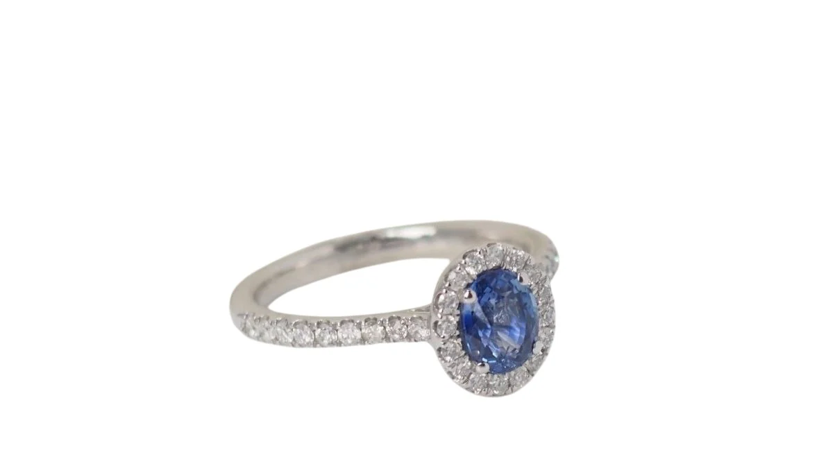 Entourage ring in platinum, Ceylon sapphire and diamonds - Image 3