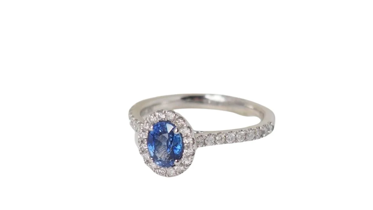 Entourage ring in platinum, Ceylon sapphire and diamonds - Image 5