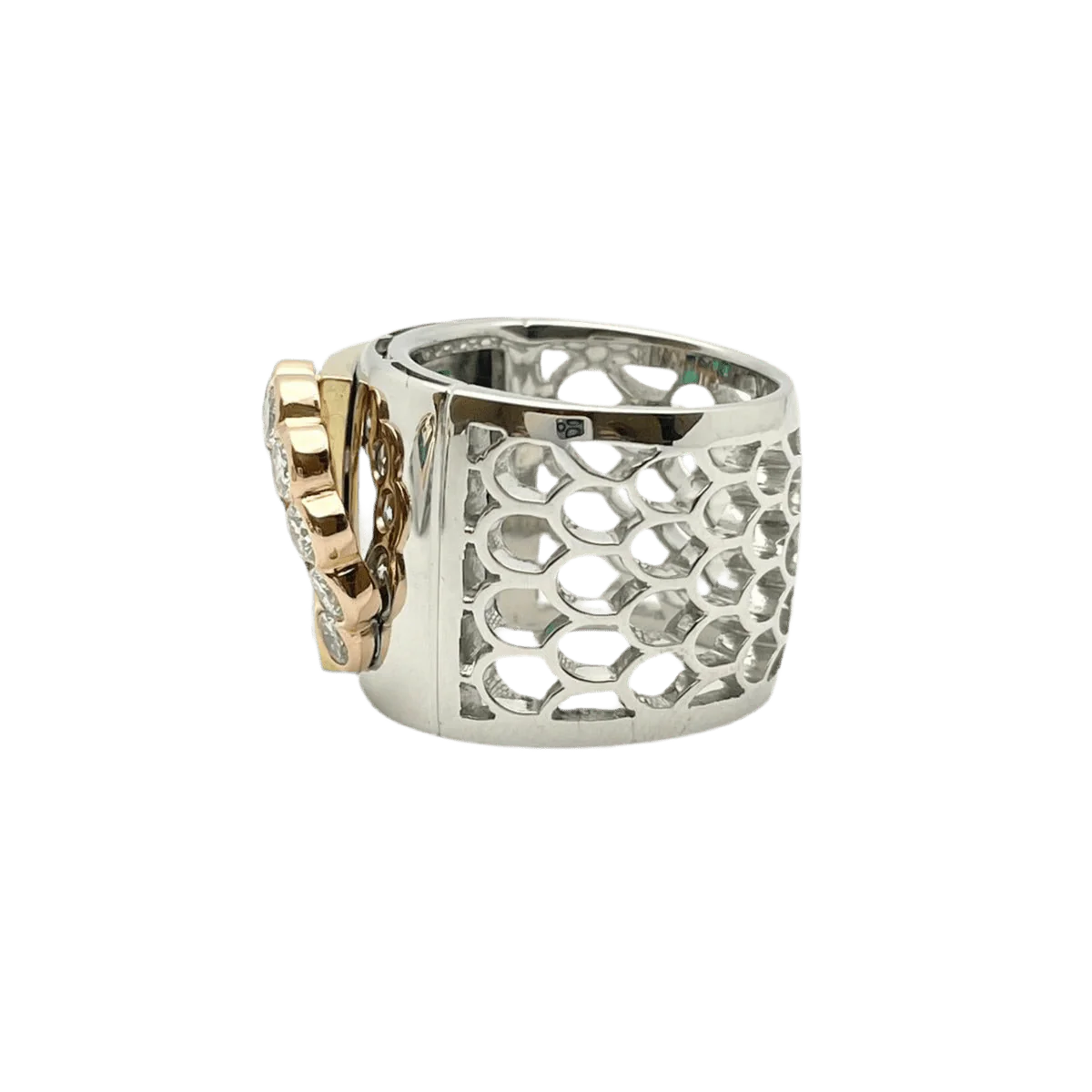 Ring and Earrings LUCIANO SOMENZI in white gold, rose gold, emeralds and diamonds - Image 2