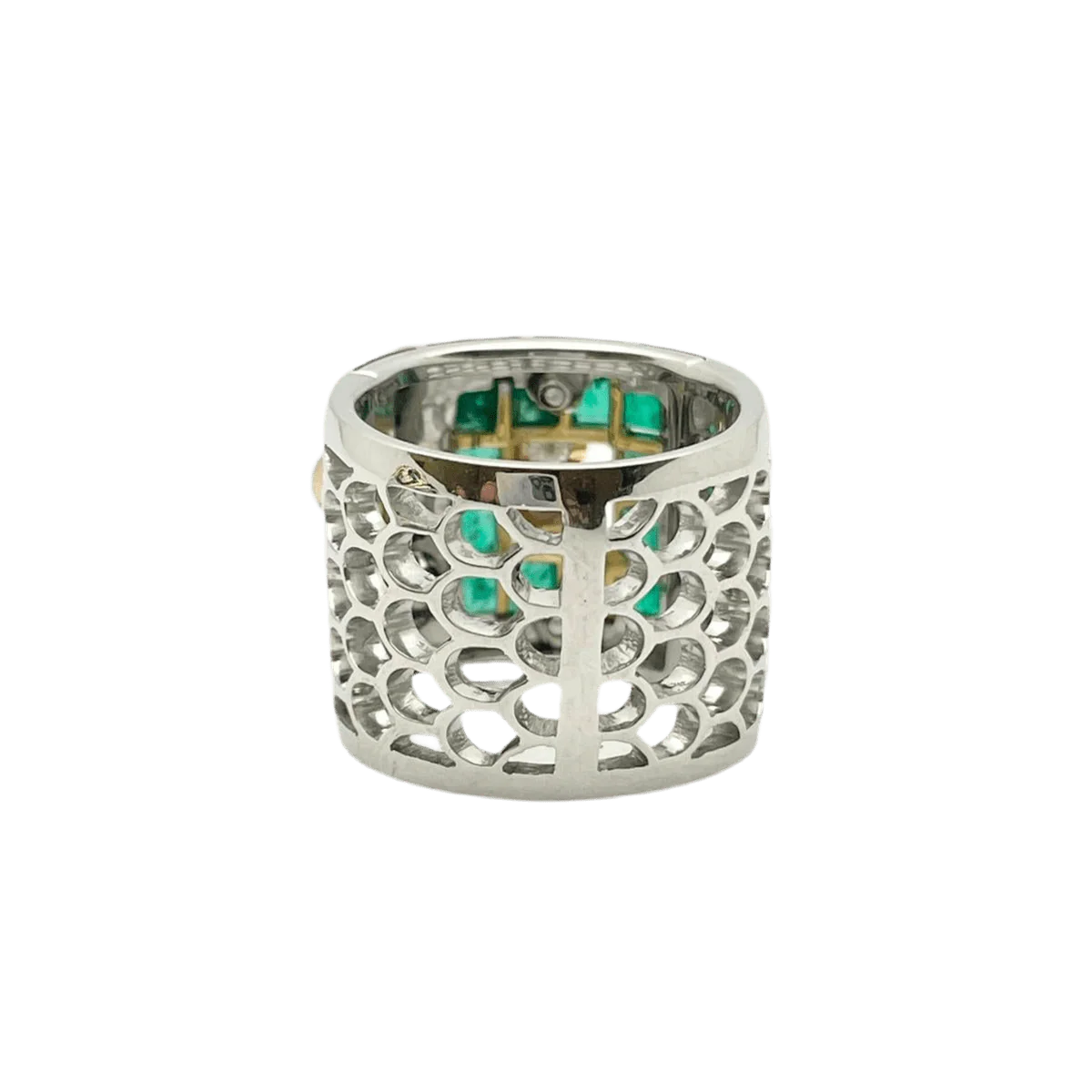 Ring and Earrings LUCIANO SOMENZI in white gold, rose gold, emeralds and diamonds - Image 3