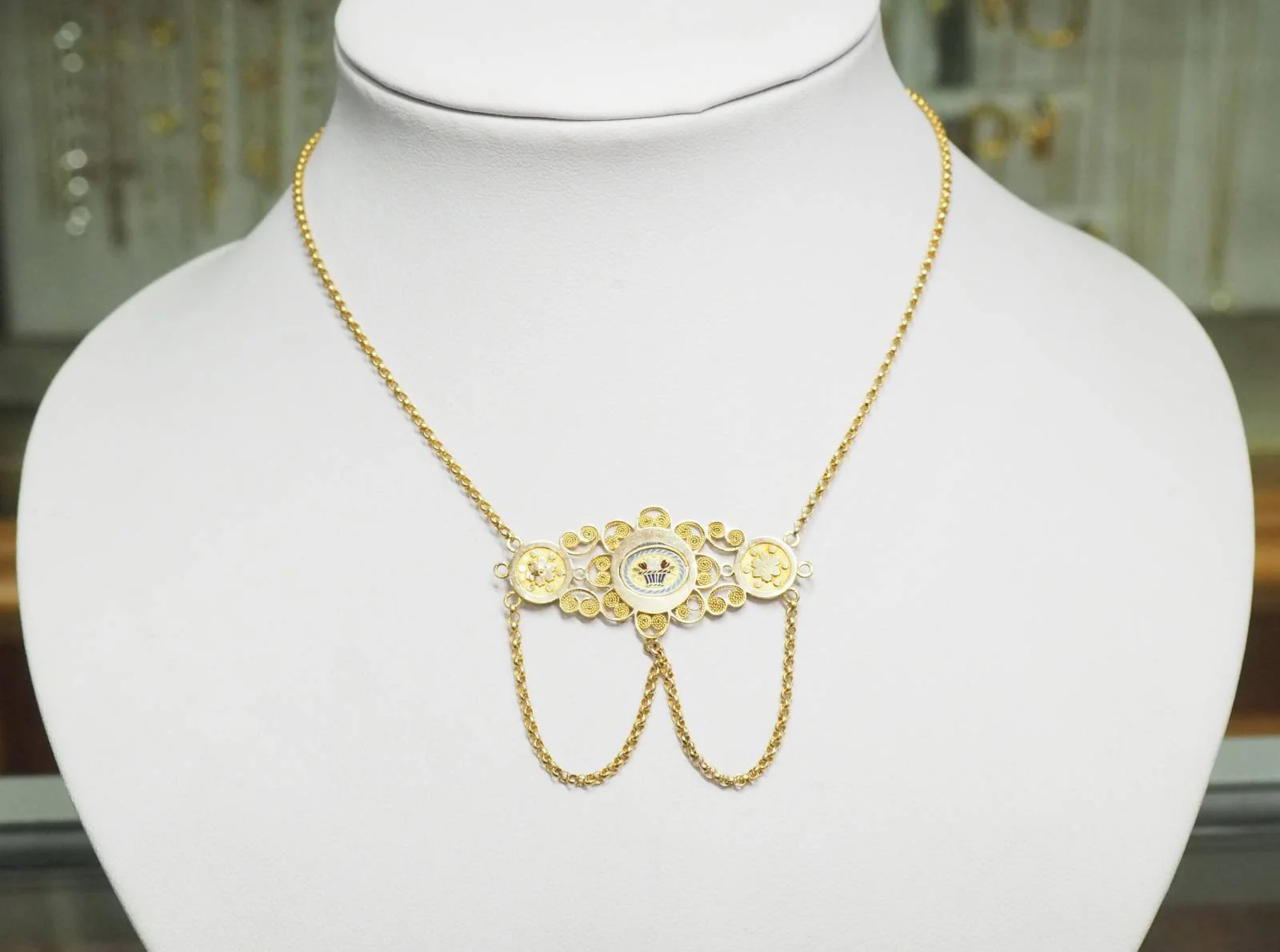 Napoleon III necklace in yellow gold and enamel - Image 2