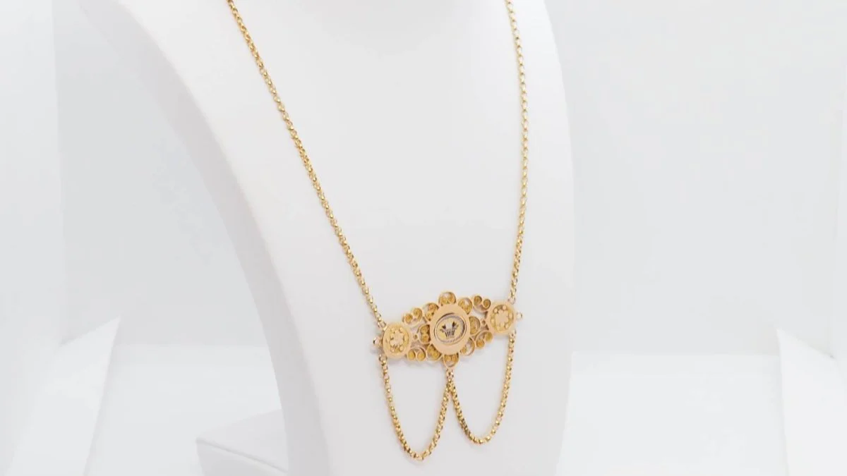 Napoleon III necklace in yellow gold and enamel - Image 3