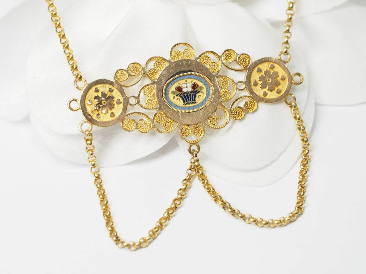 Napoleon III necklace in yellow gold and enamel - Image 4