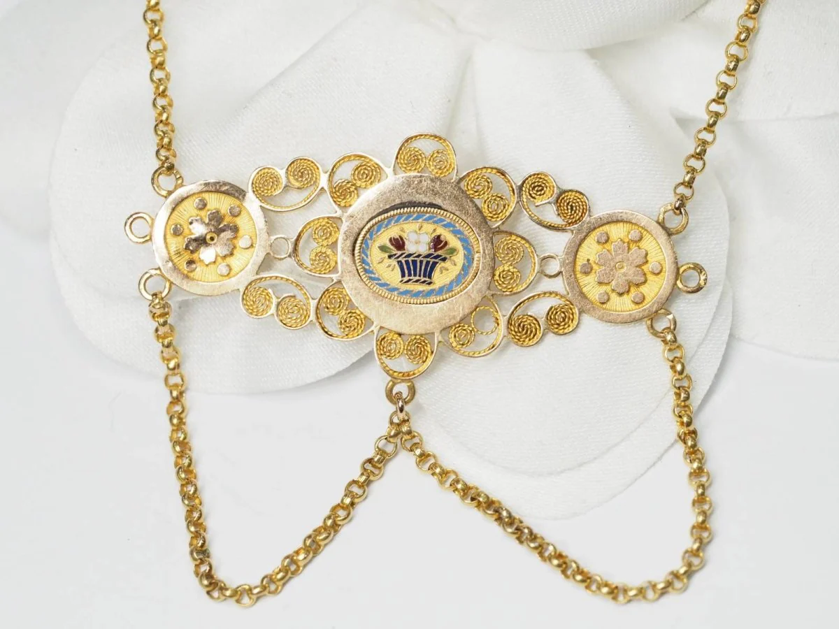 Napoleon III necklace in yellow gold and enamel - Image 5