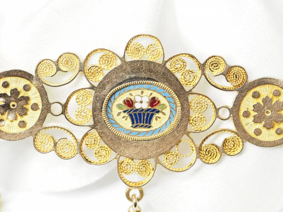 Napoleon III necklace in yellow gold and enamel - Image 6