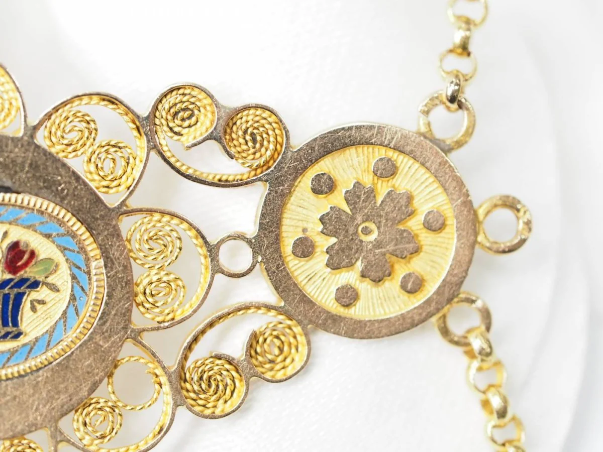 Napoleon III necklace in yellow gold and enamel - Image 7
