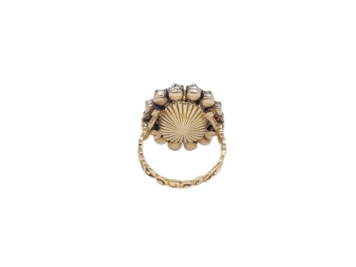 Entourage ring in blue gold, silver, topaz and diamonds - Image 4