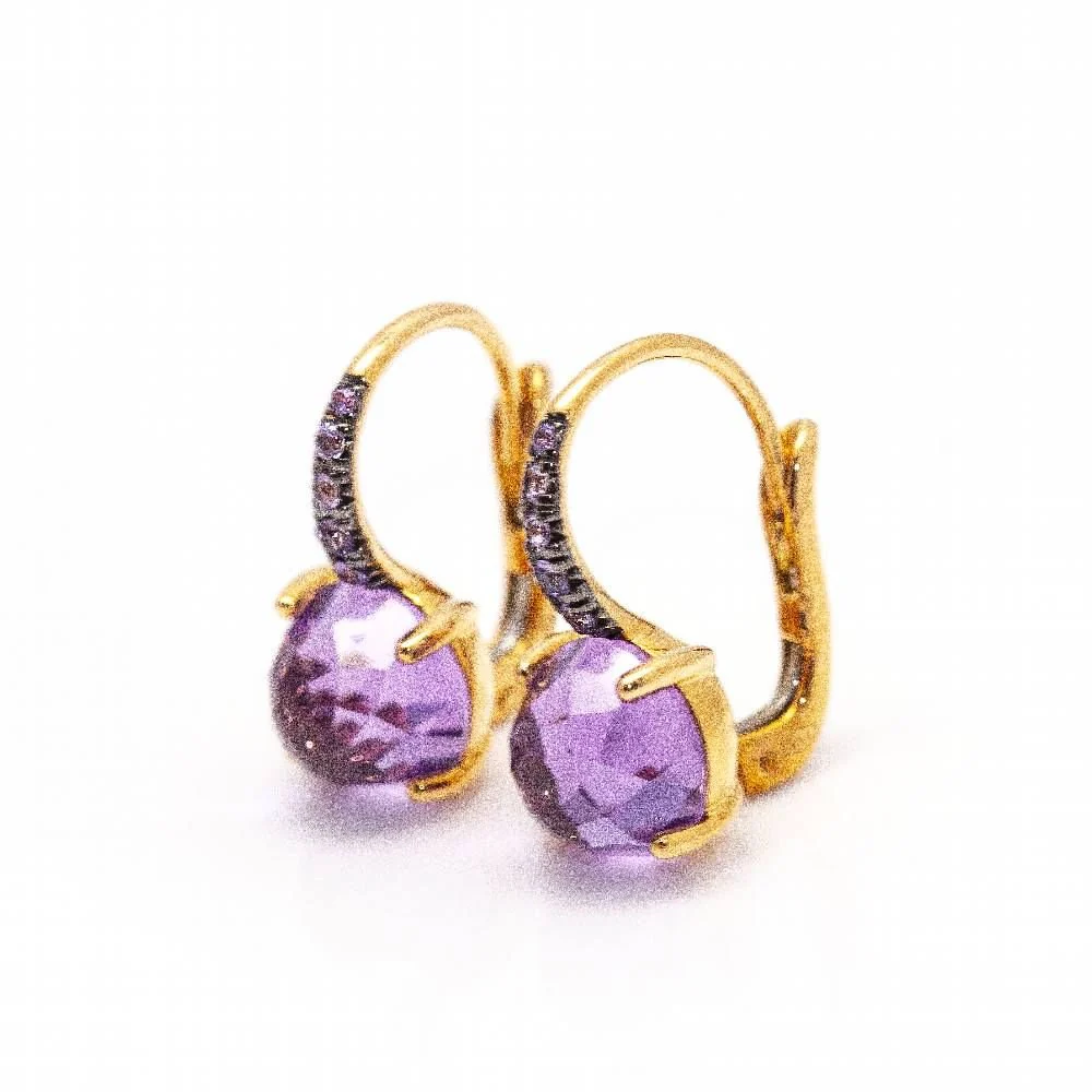 MIMI "Happy" earrings in gold, sapphires and amethyst - Image 3