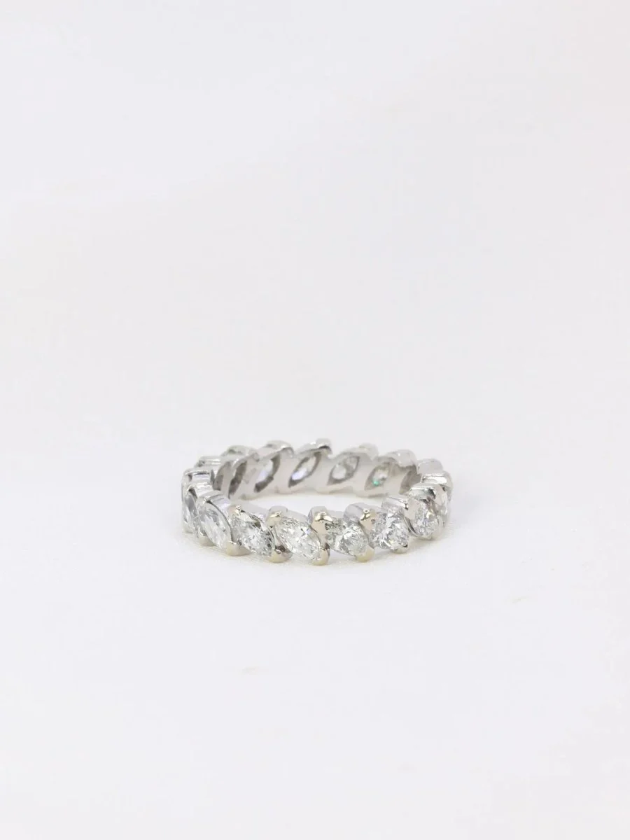 American wedding ring in white gold and 2.55 ct shuttle diamonds - Image 5