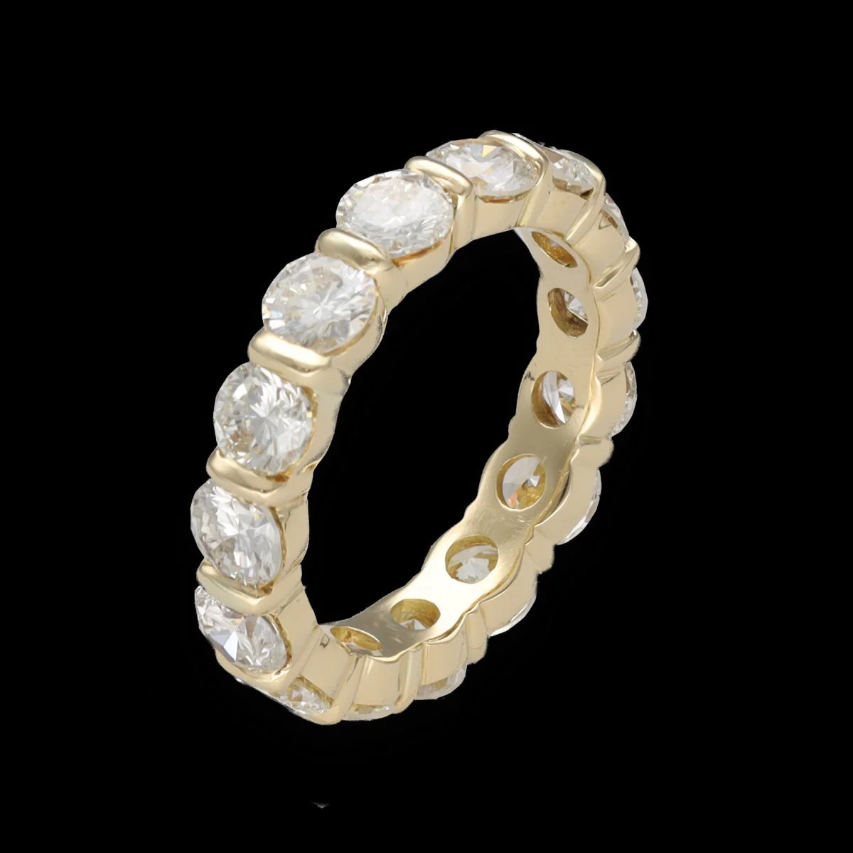 Wedding band in yellow gold 18 Cts with 3.30 Cts of diamonds. G-VS. Size 50 - Image 5