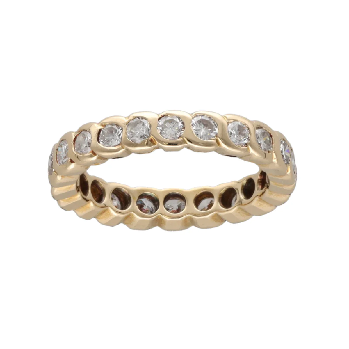 Wedding band in yellow gold 18k with 1.20 Cts of diamonds brilliants . Size 54.
