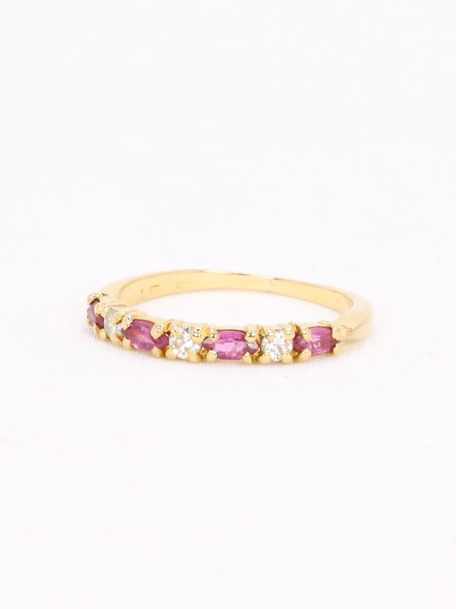 Alliance yellow gold diamonds tourmalines roses - Image 3