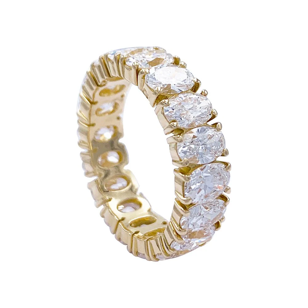 Full circle wedding ring in yellow gold, diamonds - Image 3