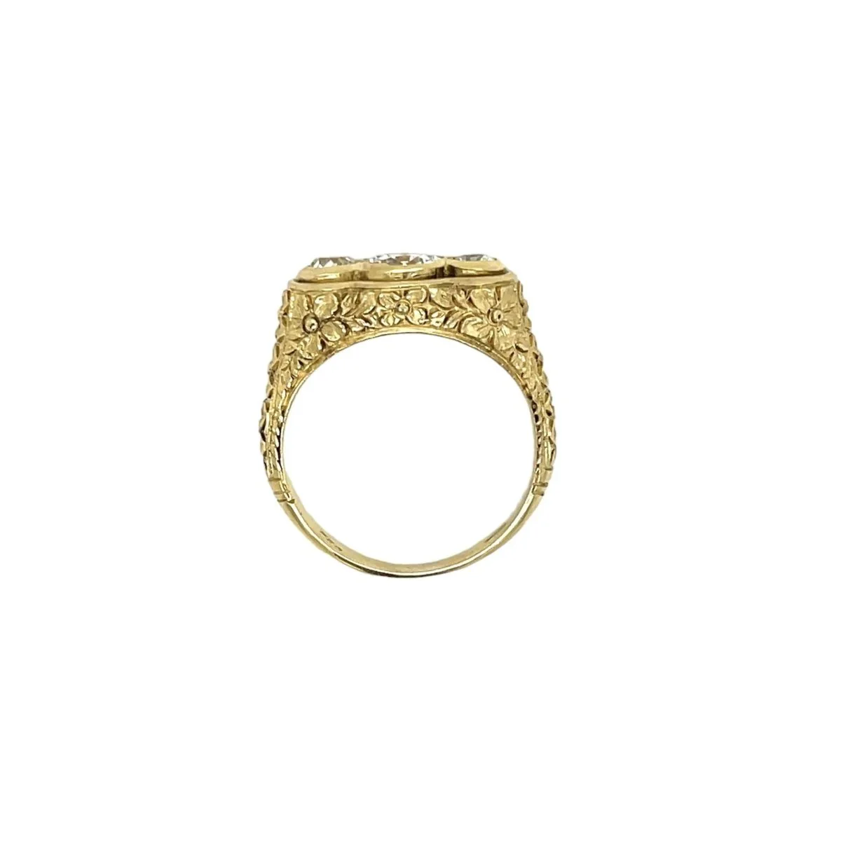 Antique Three Stones Engraved Ring - Image 2