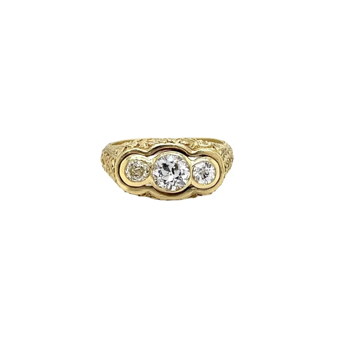 Antique Three Stones Engraved Ring - Image 3
