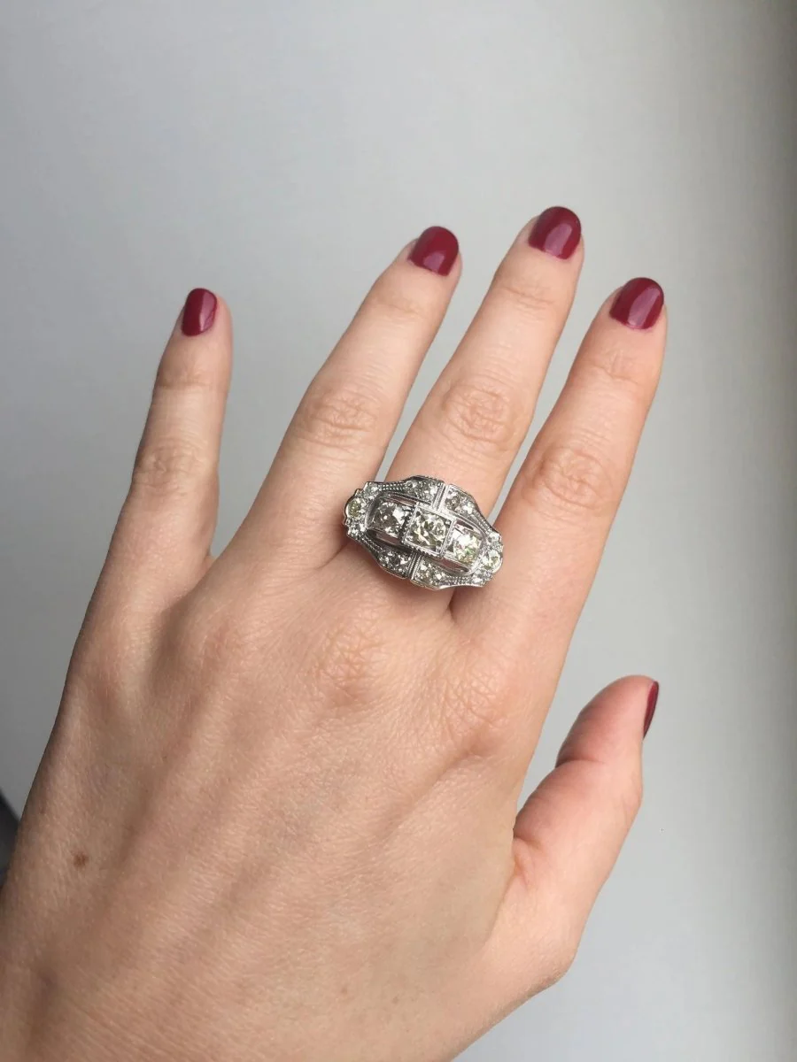Art Deco ring in white gold and diamond - Image 6